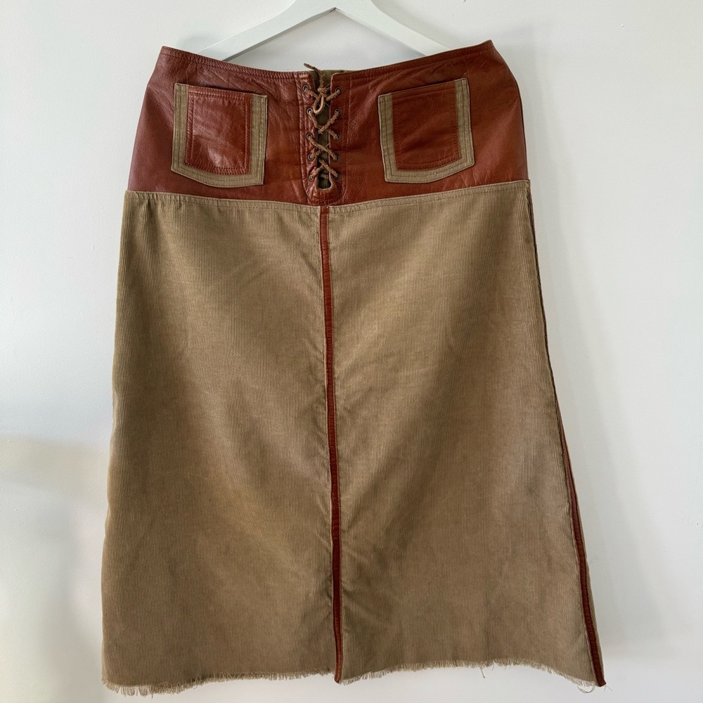 Vintage Catch A Fire by Cedella Marley Corduroy faux leather skirt Sz L